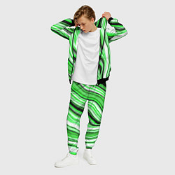 Костюм мужской Волнистые вертикальные чёрно-зелёные полосы, цвет: 3D-черный — фото 2