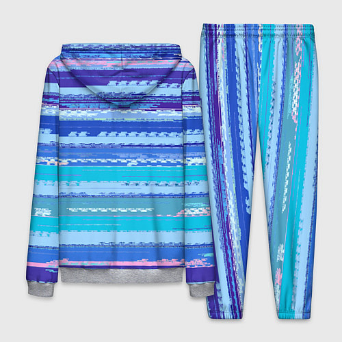 Мужской костюм Морской сине-голубой абстрактные полосы / 3D-Меланж – фото 2