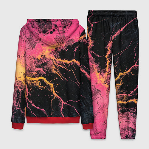 Мужской костюм Абстрактные молнии текстура / 3D-Красный – фото 2