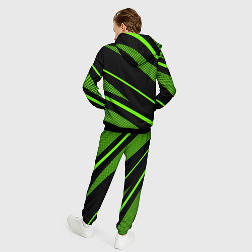 Мужской костюм Sport чёрный и зелёный полосы / 3D-Черный – фото 4