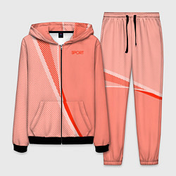 Мужской костюм Sport персиковый с полосой