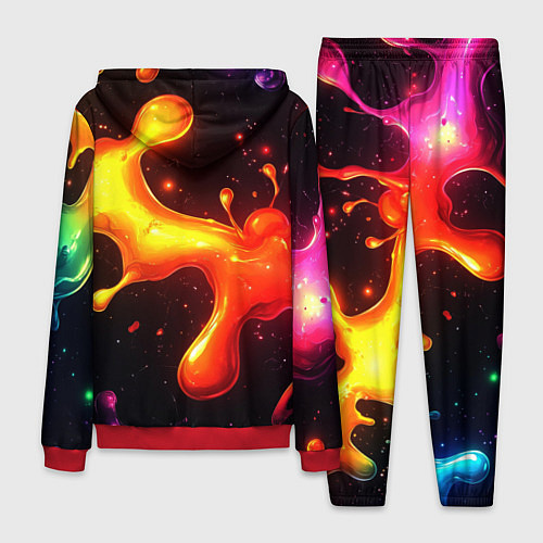 Мужской костюм Радужные кляксы на черном фоне / 3D-Красный – фото 2