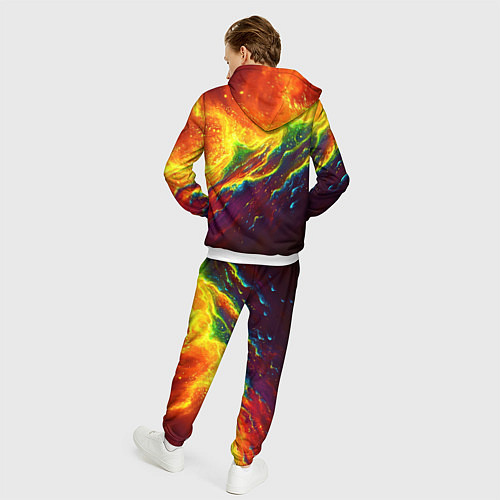 Мужской костюм Абстрактные волны с огнем / 3D-Белый – фото 4