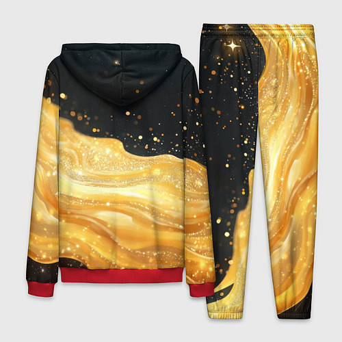 Мужской костюм Золотистая материя на черном фоне / 3D-Красный – фото 2