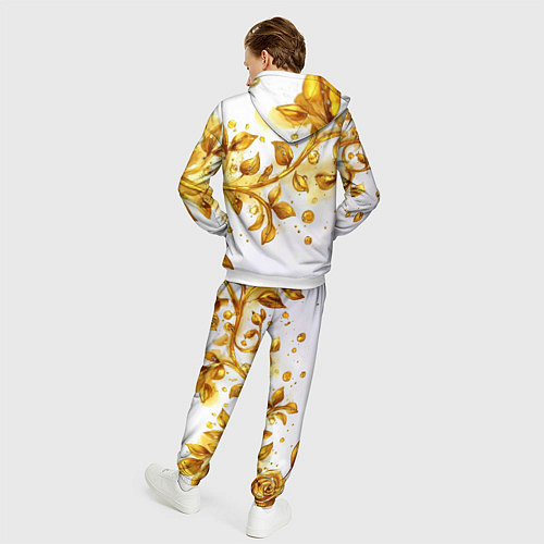 Мужской костюм Золотые листья на белом / 3D-Белый – фото 4