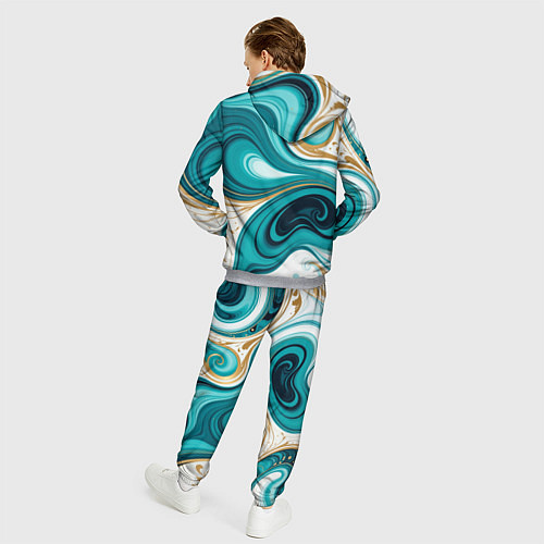 Мужской костюм Бирюза и золото / 3D-Меланж – фото 4