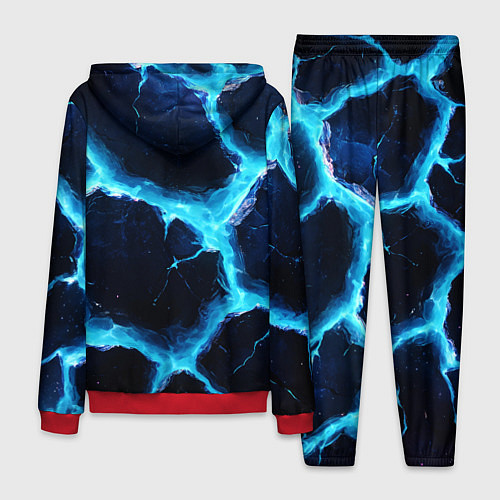 Мужской костюм Голубая потертая текстура с разломом / 3D-Красный – фото 2