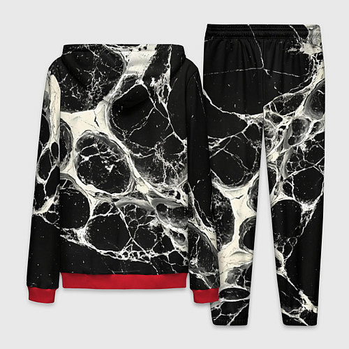 Мужской костюм Бело-черная потертая текстура / 3D-Красный – фото 2