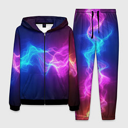 Костюм мужской Звуковая волна неоновый узор, цвет: 3D-черный