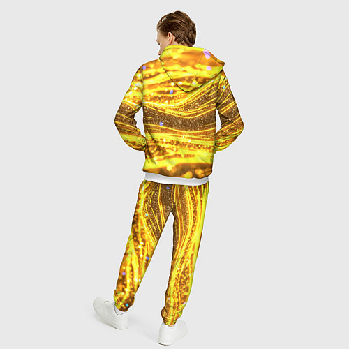 Мужской костюм Золотые блестящие волны / 3D-Белый – фото 4