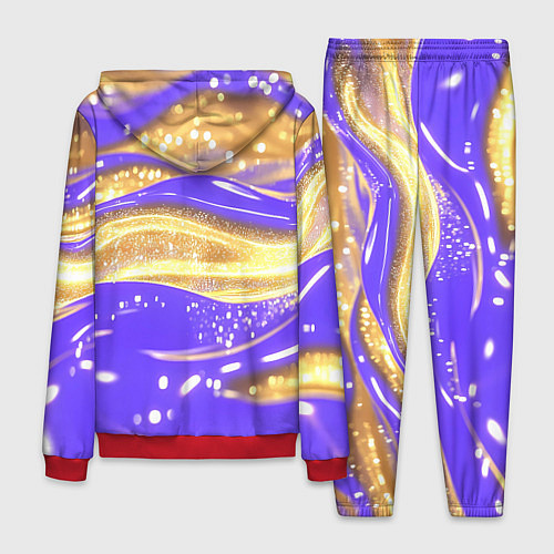 Мужской костюм Фиолетово-золотая жидкая текстура / 3D-Красный – фото 2