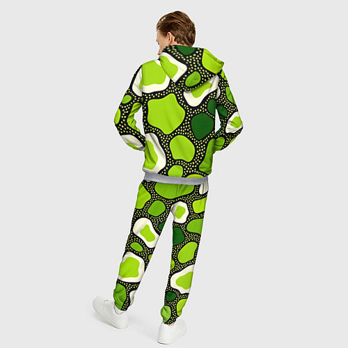 Мужской костюм Зеленая абстракция с кругами / 3D-Меланж – фото 4