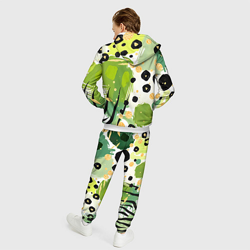 Мужской костюм Зеленый анималистичный паттерн / 3D-Белый – фото 4