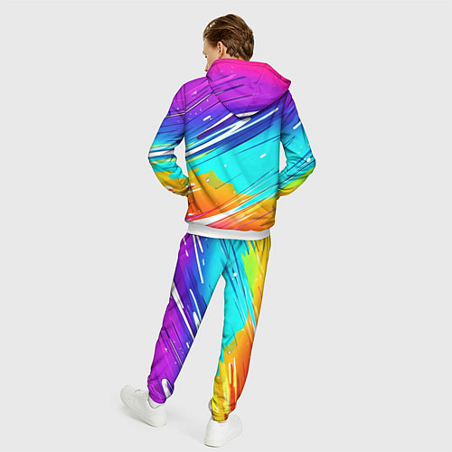 Мужской костюм Радужные брызги краски текстура / 3D-Белый – фото 4