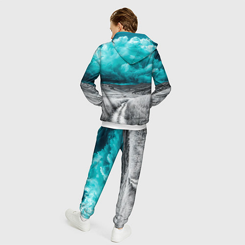 Мужской костюм Монохромное поле и сине-зеленое небо - природный п / 3D-Белый – фото 4