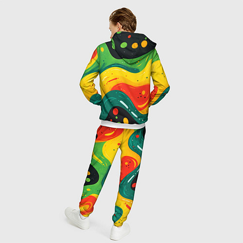 Мужской костюм Желто-зеленая краска текстура / 3D-Белый – фото 4