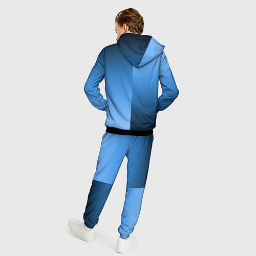 Мужской костюм Градиент сине-голубой пополам / 3D-Черный – фото 4