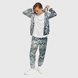 Костюм мужской Бело-синий искажённые абстрактные линии, цвет: 3D-белый — фото 2