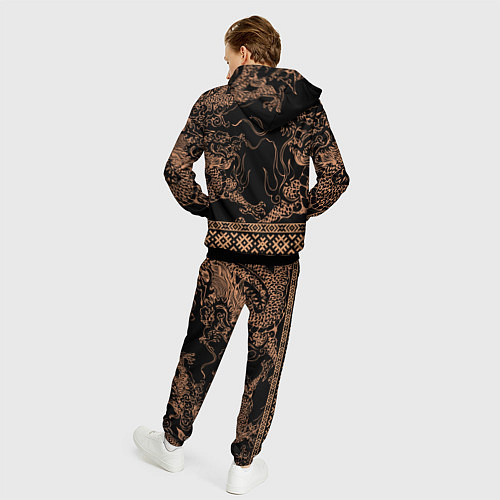 Мужской костюм Золотой дракон с узорами славянскими / 3D-Черный – фото 4