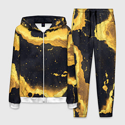 Мужской костюм Черная текстура с золотой волной