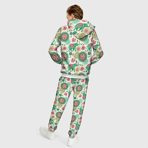 Мужской костюм Слоны и мандалы паттерн в индийской стилистике / 3D-Белый – фото 4