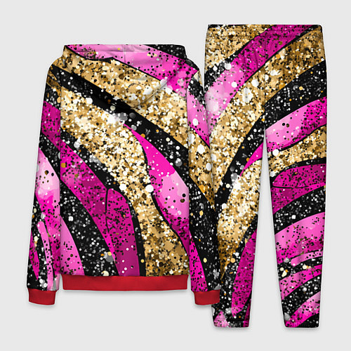 Мужской костюм Розовые и золотые полосы - текстура / 3D-Красный – фото 2