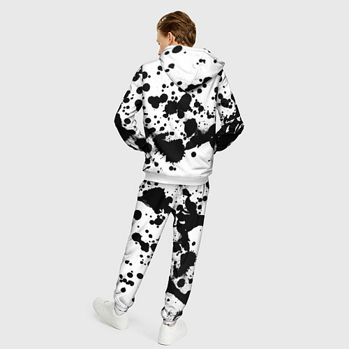 Мужской костюм Брызги черной краски / 3D-Белый – фото 4