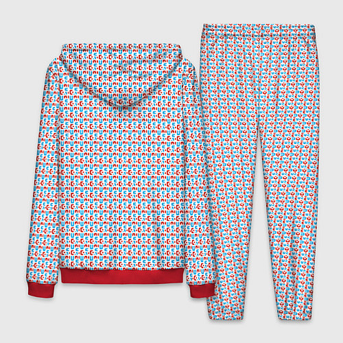 Мужской костюм Красно-синие фигуры на белом фоне / 3D-Красный – фото 2