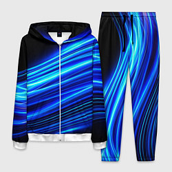 Костюм мужской Синие неоновые линии краски, цвет: 3D-белый