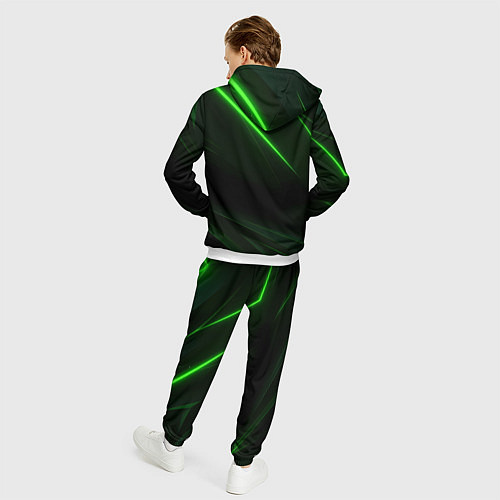 Мужской костюм Зеленая текстура с неоновыми линиями / 3D-Белый – фото 4