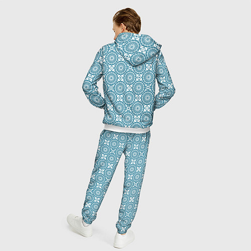 Мужской костюм Бело - голубой ажурный кружевной узор ретро / 3D-Белый – фото 4