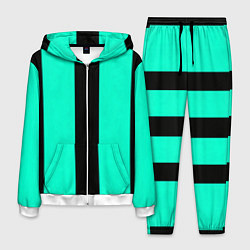 Мужской костюм Color light blue white line