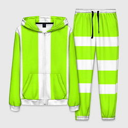 Костюм мужской Color light green white stripes, цвет: 3D-белый