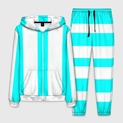Мужской костюм Color light blue white lines