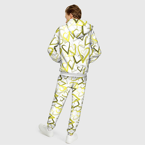 Мужской костюм Зеленые сердца / 3D-Белый – фото 4