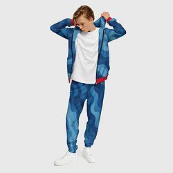 Костюм мужской Синие волнистые линии в виде камуфляжа, цвет: 3D-красный — фото 2