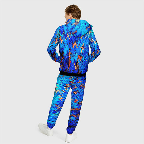 Мужской костюм Сине-голубой стекающая абстракция / 3D-Черный – фото 4