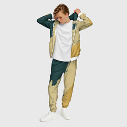 Костюм мужской Желто-зеленые абстрактные полосы, цвет: 3D-белый — фото 2