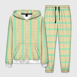 Мужской костюм Color beige cage blue stripes
