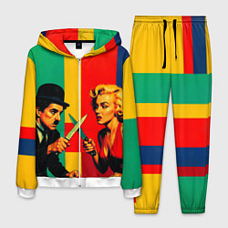 Костюм мужской Чарли Чаплин против Мэрилин Монро поп-арт, цвет: 3D-белый