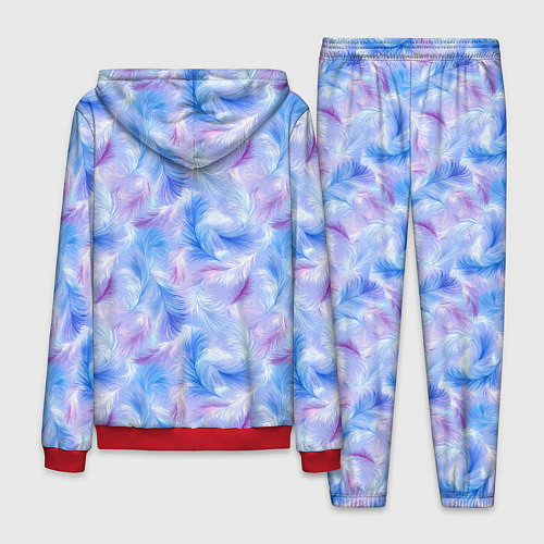 Мужской костюм Узор из голубых и сиреневых перьев / 3D-Красный – фото 2