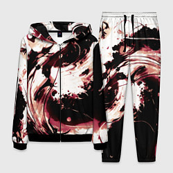 Мужской костюм Чёрно-красный абстракция волна