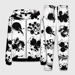 Костюм мужской Чёрно-белые кляксы - абстракция, цвет: 3D-черный