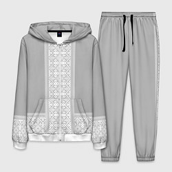 Костюм мужской Славянский узор на сером - вышиванка рубаха, цвет: 3D-белый