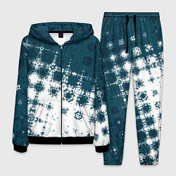 Мужской костюм Узорчатая текстура сине-белая