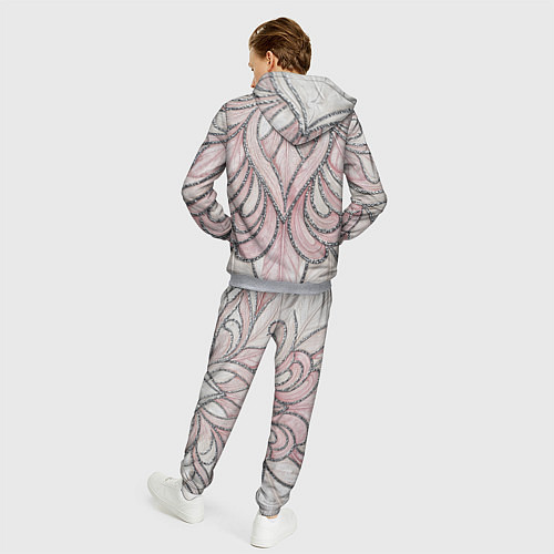 Мужской костюм Нежно розовый орнамент из перьев / 3D-Меланж – фото 4