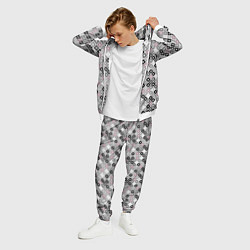 Костюм мужской Цветочный серо-розовый узор ретро, цвет: 3D-белый — фото 2