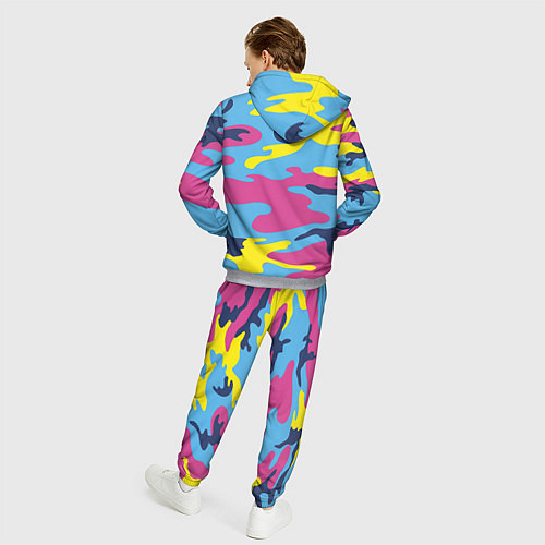 Мужской костюм Камуфляж: голубой/розовый/желтый / 3D-Меланж – фото 4