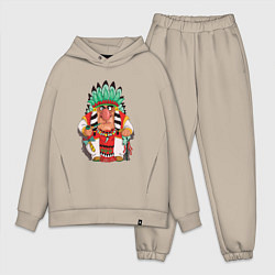 Мужской костюм оверсайз Забавные Индейцы 12, цвет: миндальный