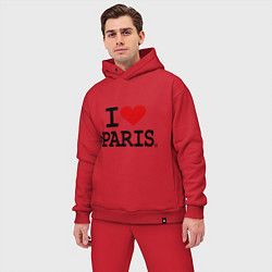 Мужской костюм оверсайз I love Paris, цвет: красный — фото 2